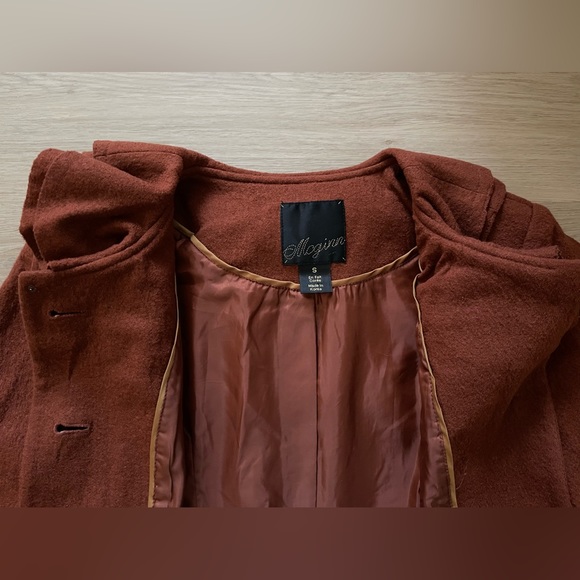 ANTHROPOLOGIE MCGINN OXIDIZED RUFFLE BELTED COAT, SIZE SMALL, NWOT - Picture 8 of 12